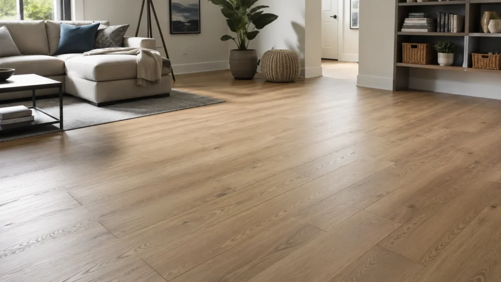 Laminate flooring in a modern living room or bedroom