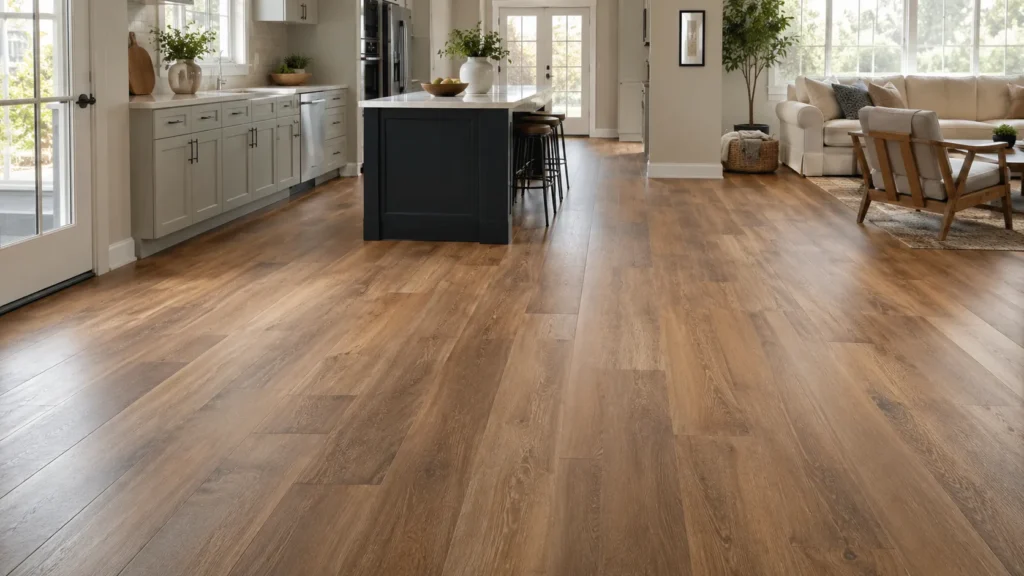 Vinyl flooring in a modern kitchen or family living space