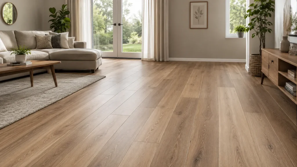 laminate flooring in a modern living room or bedroom