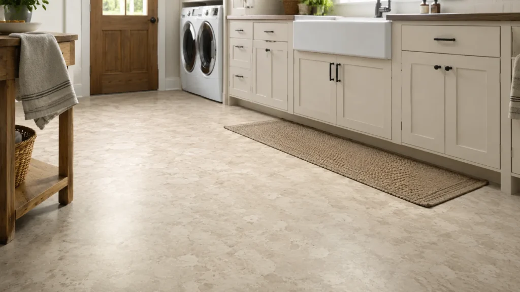 linoleum flooring in a bright clean kitchen or utility room