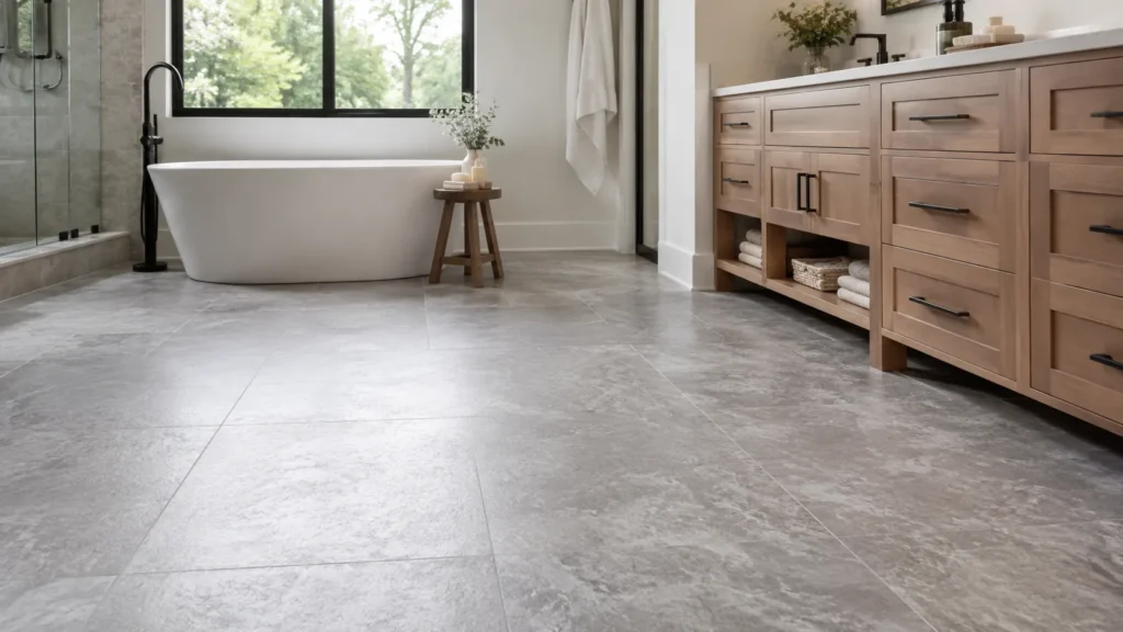 tile flooring in a modern bathroom